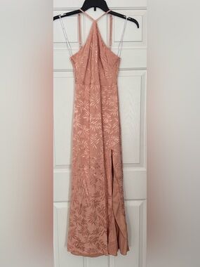 Lulu's Dusty Rose Floral Halter Maxi Dress